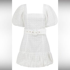 Sabo Skirt White Ruffled Tiered Sundress with Puff Sleeves